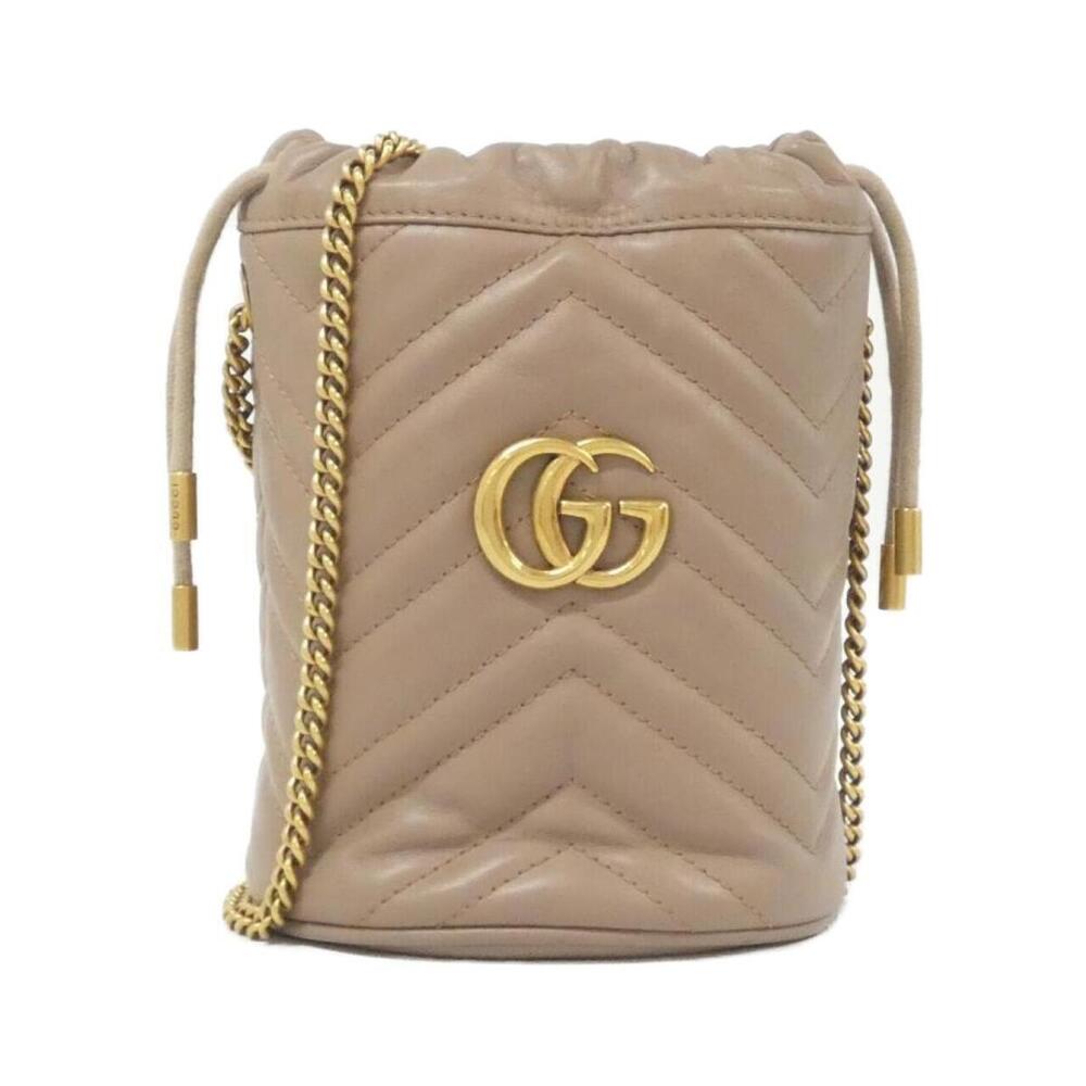 Gucci GG Marmont Bucket Bag beige leather chevron quilting GG Pink